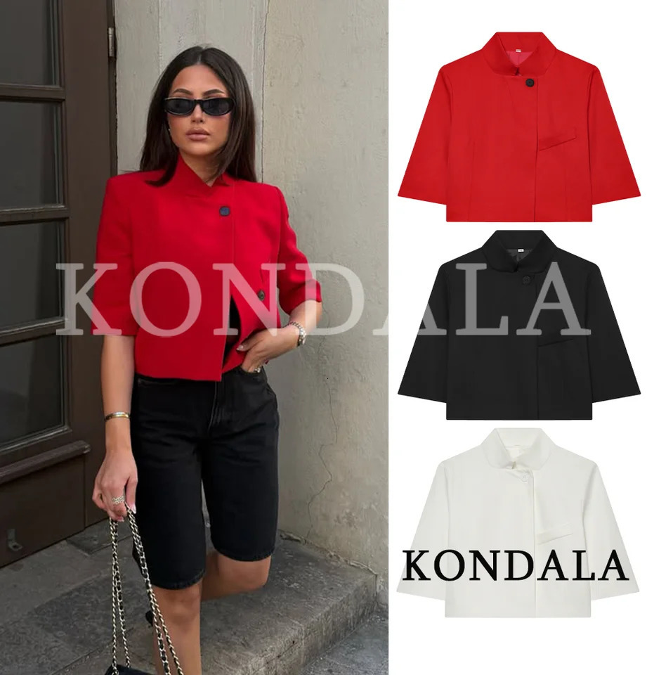 Womens High Street 2026 Summer Trendy Blazer Jacket Commute Leisure Short Sleeve Office Lady Elegant Chic 260625