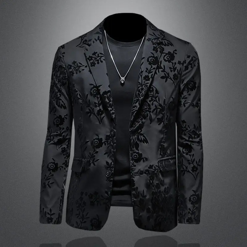 Mens Slim Fit Blazer Jacket Suit Business Wedding Casual Dress Coat Stage Show Costume Fashion Menswear 260623