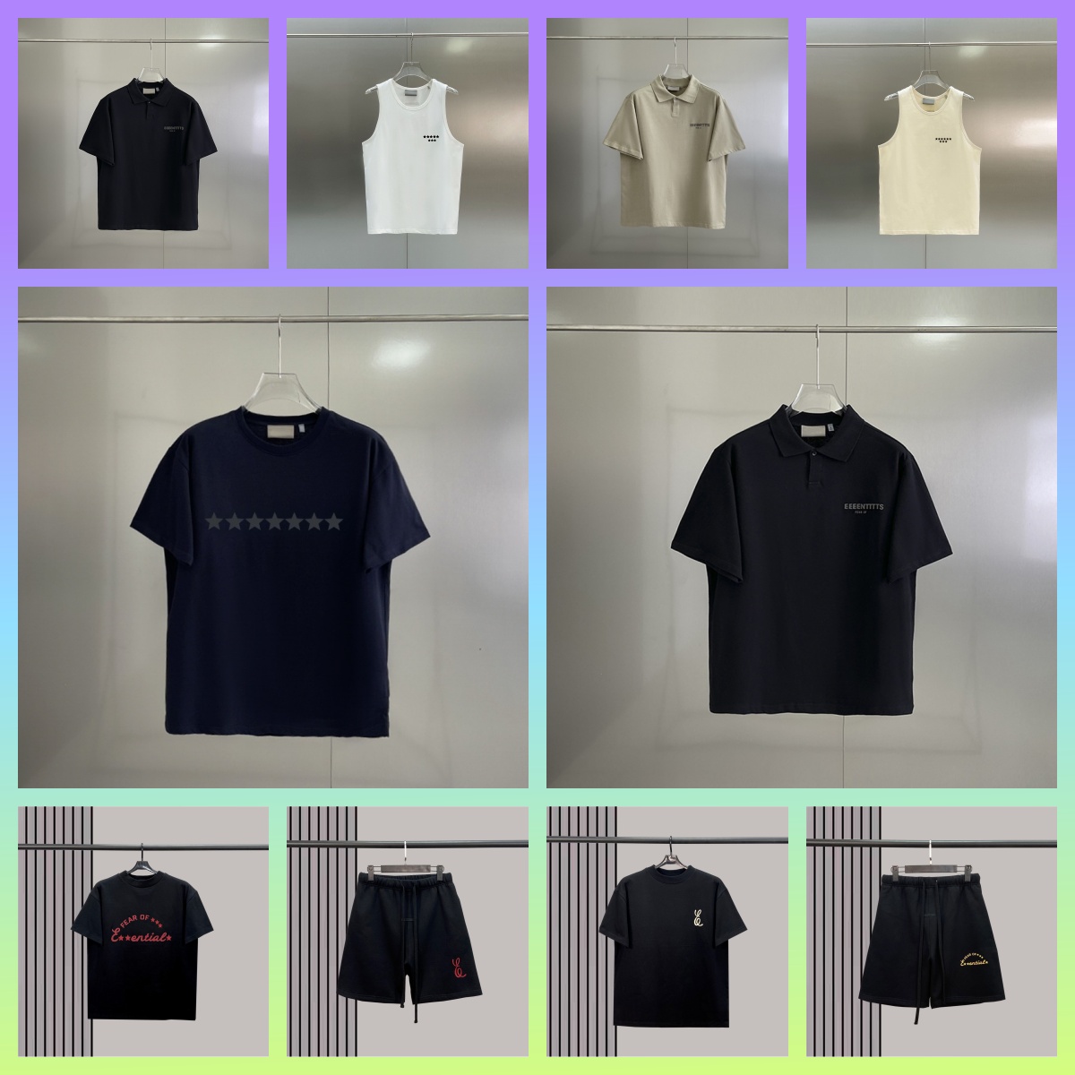 designer eessntalas t shirt clothing shirts shorts 3D letter graphic tee 100 cotton short sleeve spring summer mens womens tees clothing