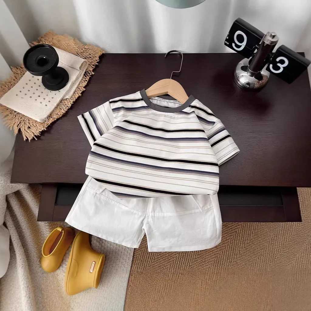 Summer Children Clothing Sets Baby Girls Boys Infant Clothes Suits Striped T Shirt Solid Shorts Kids Casual 2pcs Outfits X260623