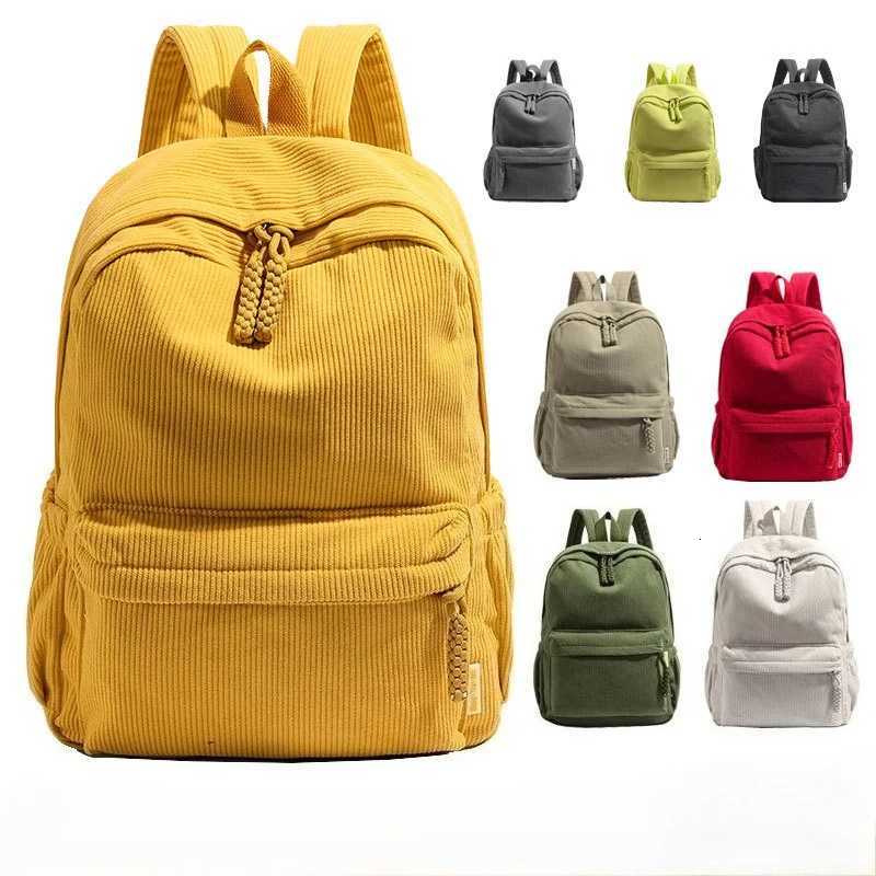 Neutral Corduroy Backpack Large Capacity Backpacks Stylish Versatile Color Options Casual Daypack for Daily Use School or TravelT260623