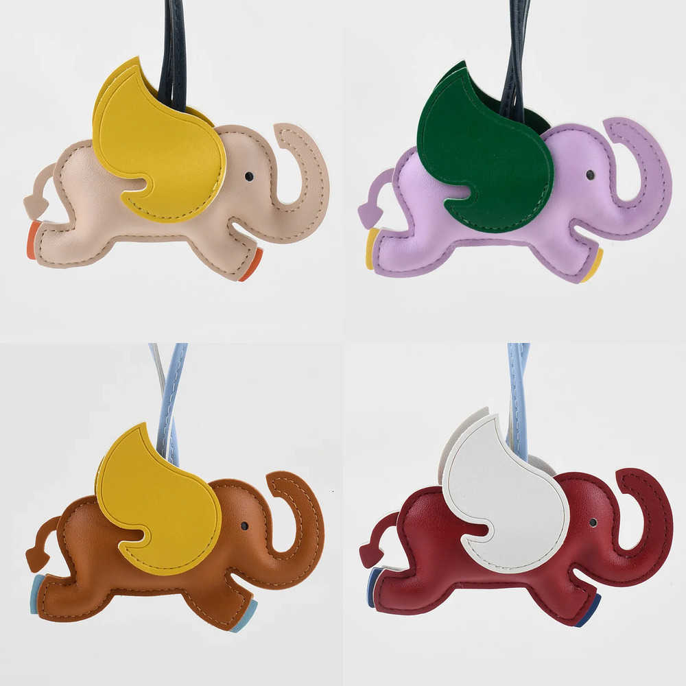 Designer PU Leather Wing Trendy Flying Elephant Hanger Keychain Pendant Decoration For Ladies Bag Charm Accessorie Ornament Gift H260623