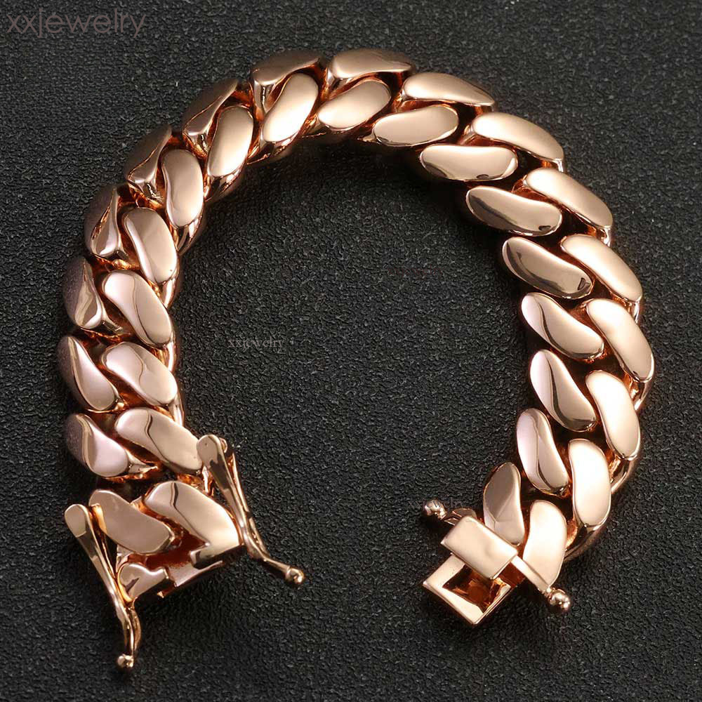 Miami Cuban Chain26mm Cuban Men's and Women's Hip Hop Jewelry Rose14k 18k Gold Plated Brass Bracelet Fine Chain Gift