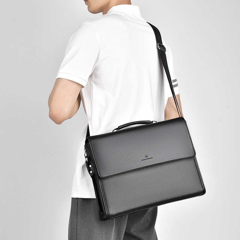 mens PU leather horizontal waterproof 156-inch computer handbag business briefcase mens single-shoulder crossbody bag H260623