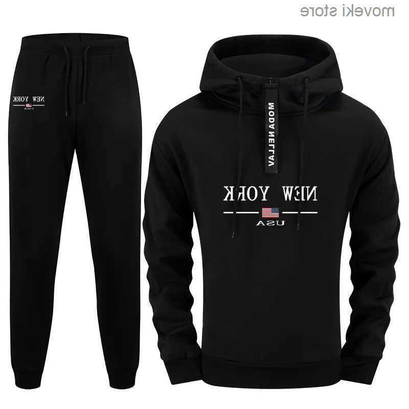Piece Mens Sportswear 2025 New Half Zip Hoodie and Sweatpants Tracksuit Autumn Winter Sporty Suit S260623