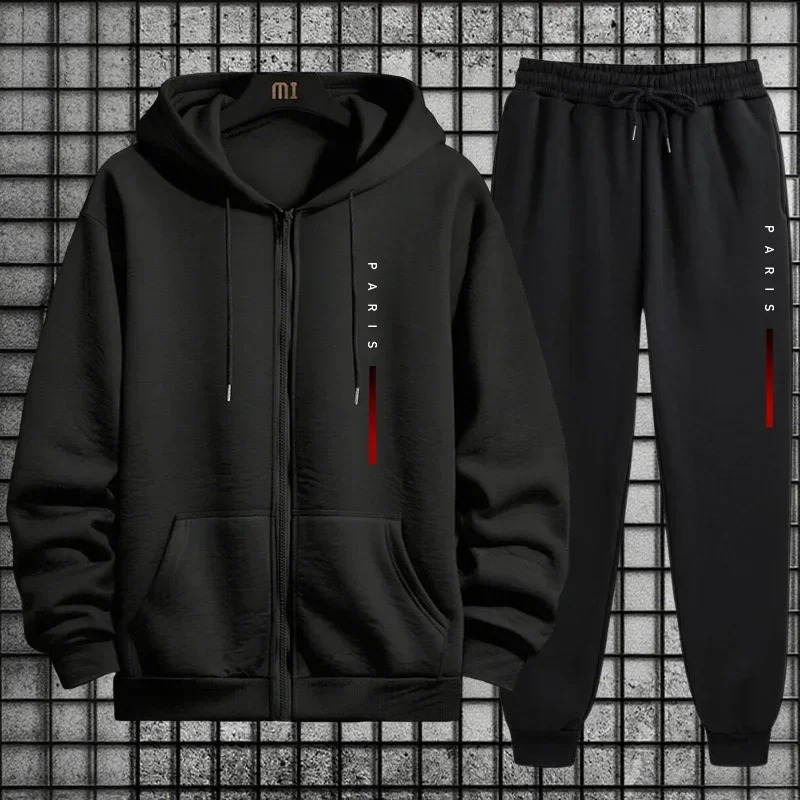 2025 Zipper Hoodie Athletic Pants Street Wear Sportswear AutumnWinter Fashion Printed Mens Casual Two Piece Set 260613banjia