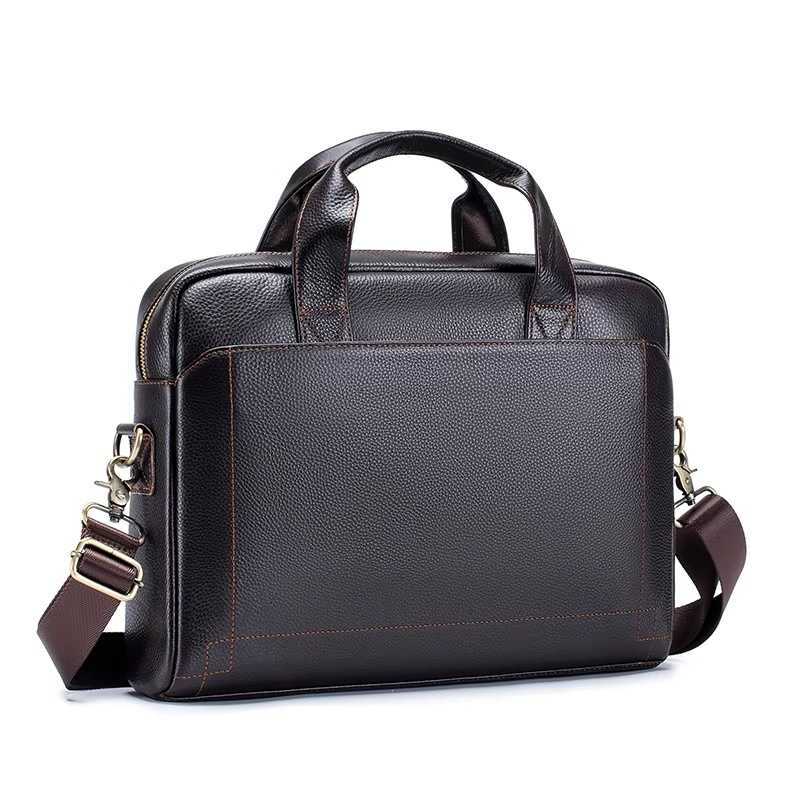 Leather Genuine Laoshizi Handbag Mens High Quality Top Layer Cowhide Briefcase 14 Inch Laptop Bag Diagonal Cross Office Bag H260623