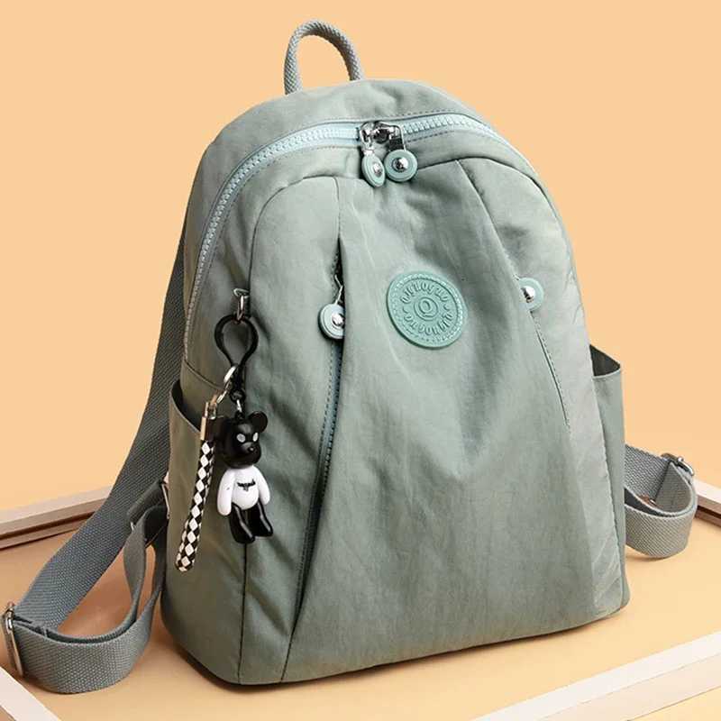 2024 New Waterproof Nylon Cloth Women Backpack Fashion School Bags for Teenage Girls High Quality Shoulder Bag Travel Back PackT260623