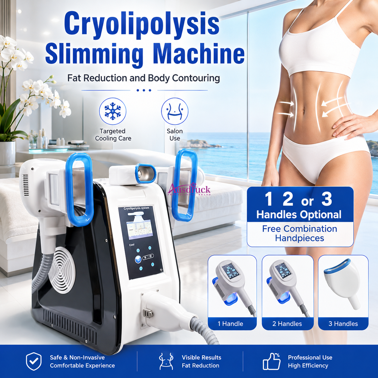 2025 Newest Cryolipo Fat Freezing 3 Size Handle Optional Home Use Machine
