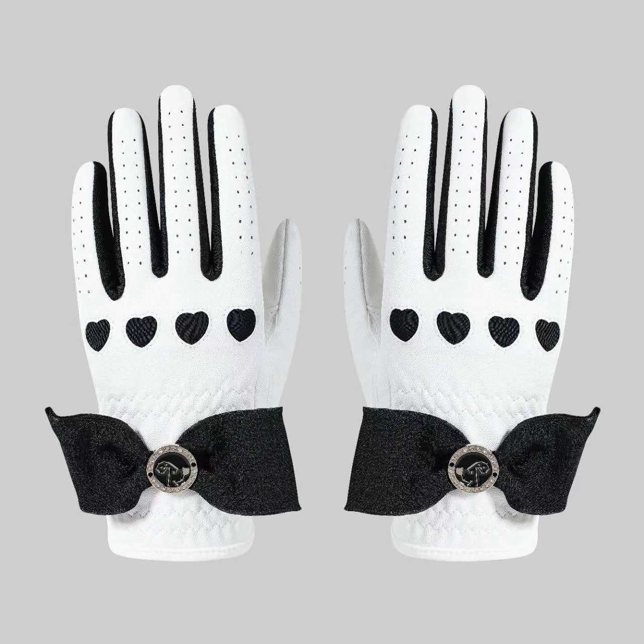 Fashion doux nœud papillon décor femmes gants de Golf coeur en relief anti-dérapant paume respirant extensible microfibre femme Golf Swing gants