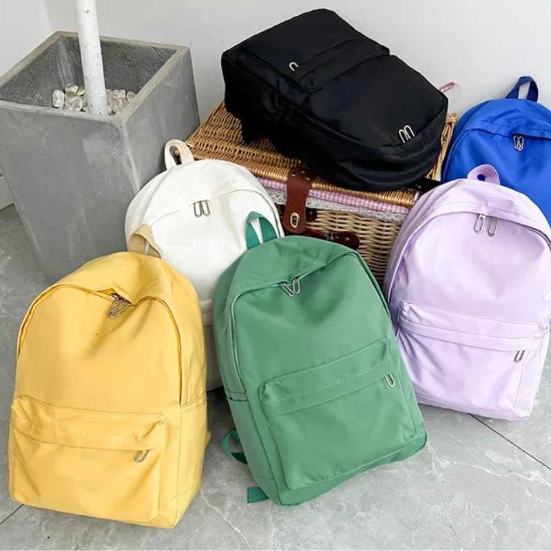 High Quality New Waterproof Nylon Women Backpack Female Travel Bag Backpacks Schoolbag for Teenage Girls Solid Color BookbagT260623