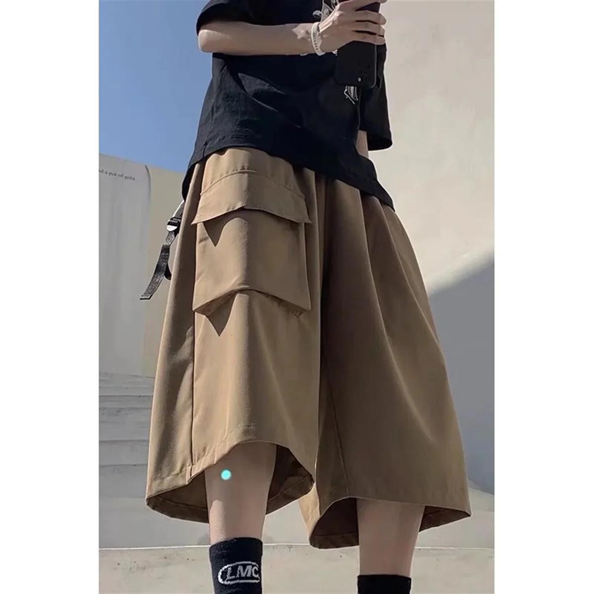 Cargo Shorts for Mens Summer Slim Drawstring Loose Trendy Solid Jogging ColorHigh Street Pants Straight Shorts Men Trend 260623