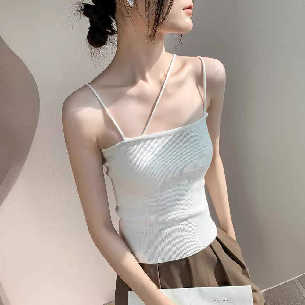 vest Halter solid color knit womens summer new slim exposed collarbone interior design sense jacket M260623