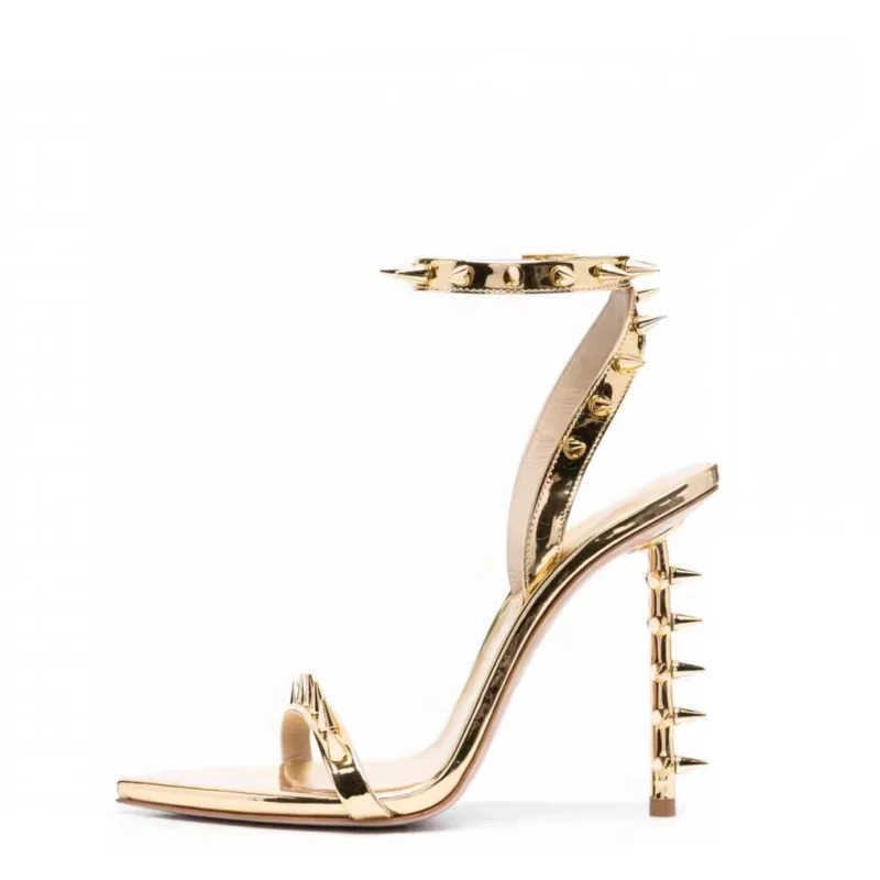 Womens Summer 2024 New Thin High Heel ed Sandals Fashion Sexy Banquet Party Womens Open Teeth Large Sandals Black Gold T260623