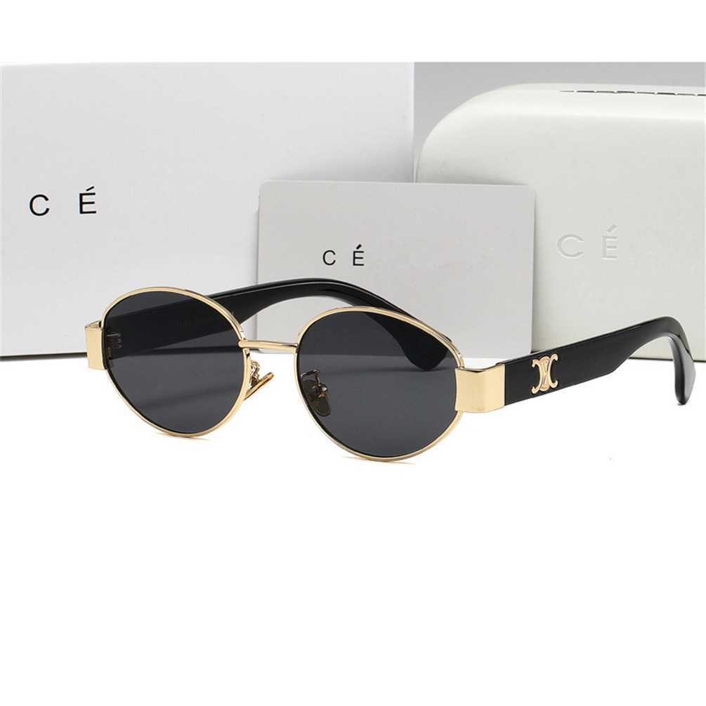 Cheap glasses New Triumphant Cat-Eye Sunglasses for Women Metal Oval Small Frame Sunglasses Same Style as Popular on the Internet