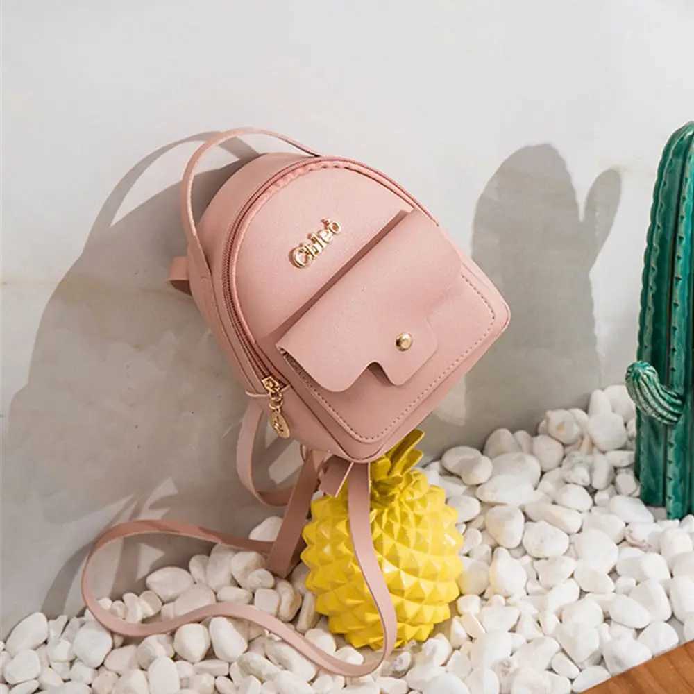 Fashion Women Mini Backpack Solid Color PU Leather Small Backpacks Simple Casual Student Bookbags Traveling BagsT260623