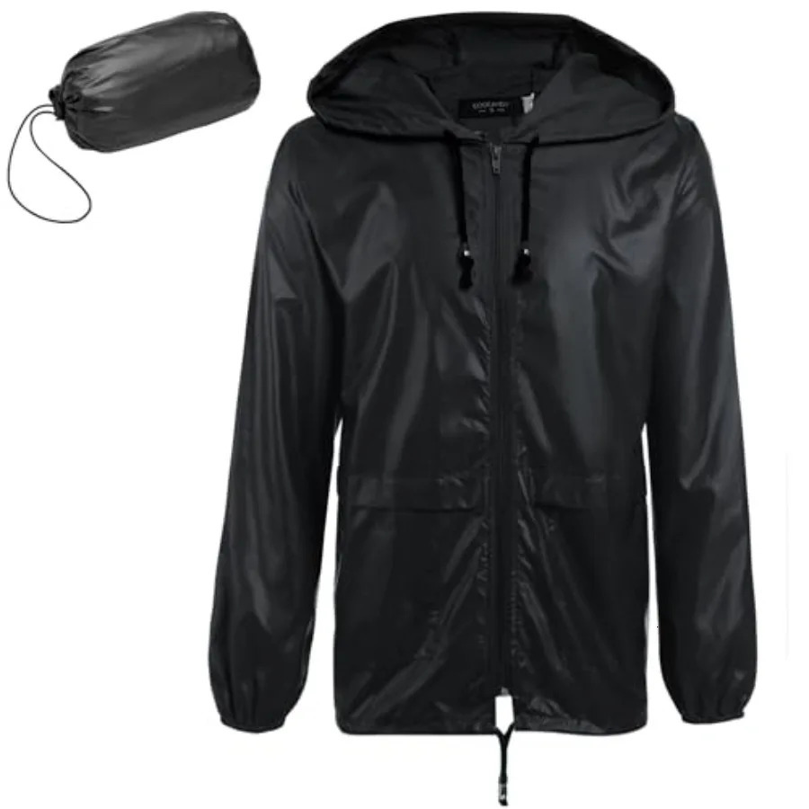 Mens Packable Rain Jacket Lightweight Waterproof Raincoat with Hood Outdoor Gear Travel Hiking Cycling 260625