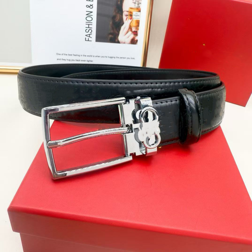 Designer Men's Belt Boutique Buckle Vacuum Plated Natural Double sided Head Layer Lychee Pattern Cowhide Color Width 3.5cm Belt for Business an