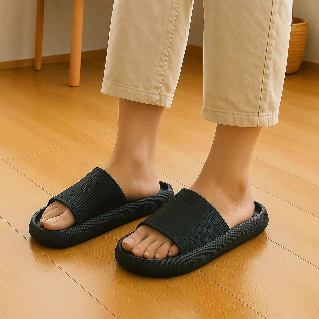 EVA Beach Slippers Thick Sole 4cm Cloud-Like Comfort Home Use Couple Height Increasing Indoor Solid Color Summer Sandals 260623