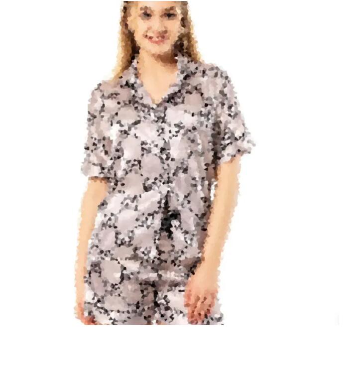 Womens Pajamas Tracksuit Shorts short sleeve Sleepwear two-piece set Leisure Womens Cute Cartoon Printing Underwear Home Suit-image-1111788675