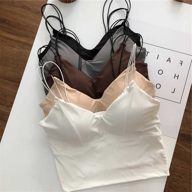 For Sexy Camisole Ice Silk Women Summer Breathable Comfort Underwear Girls Crop Tops Vest Female Black Sexy Tube Tops Bras White M260623