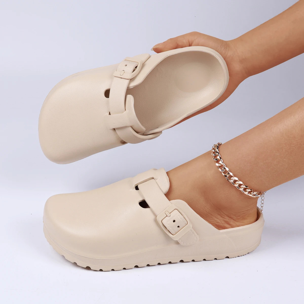 Womens Solid Color Clog Shoes Casual Slip-On Garden Beach Comfortable Fashion Anti-Slip EVA Indoor Outdoor Walking Shoe 260623