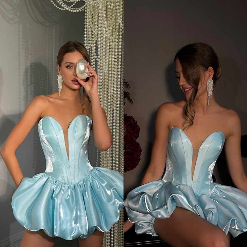 Sexy Mini Prom Dress Deep V Neck Sleeveless Special Occasion Dresses Customized Handmade Evening Gowns Vestido De Noiva