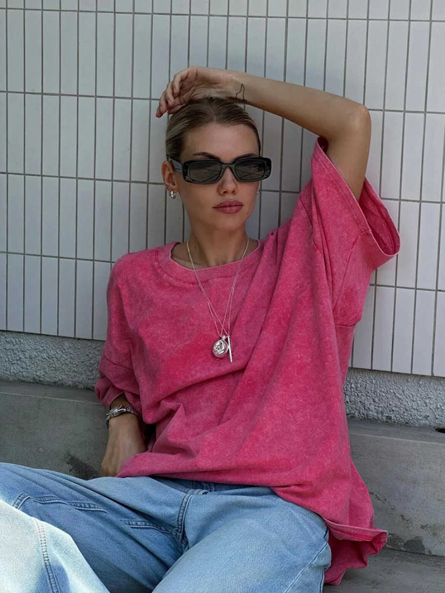 Bornladies 100 Cotton Retro T-shirt Men Women Vintage Short-sve Wax T Shirts Solid Color Hip Hop Loose Tees L26