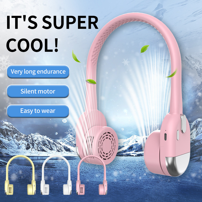 Bendable Silicone Leafless Neck Fan Silent Long Runtime USB Portable Fan-image-1111795064