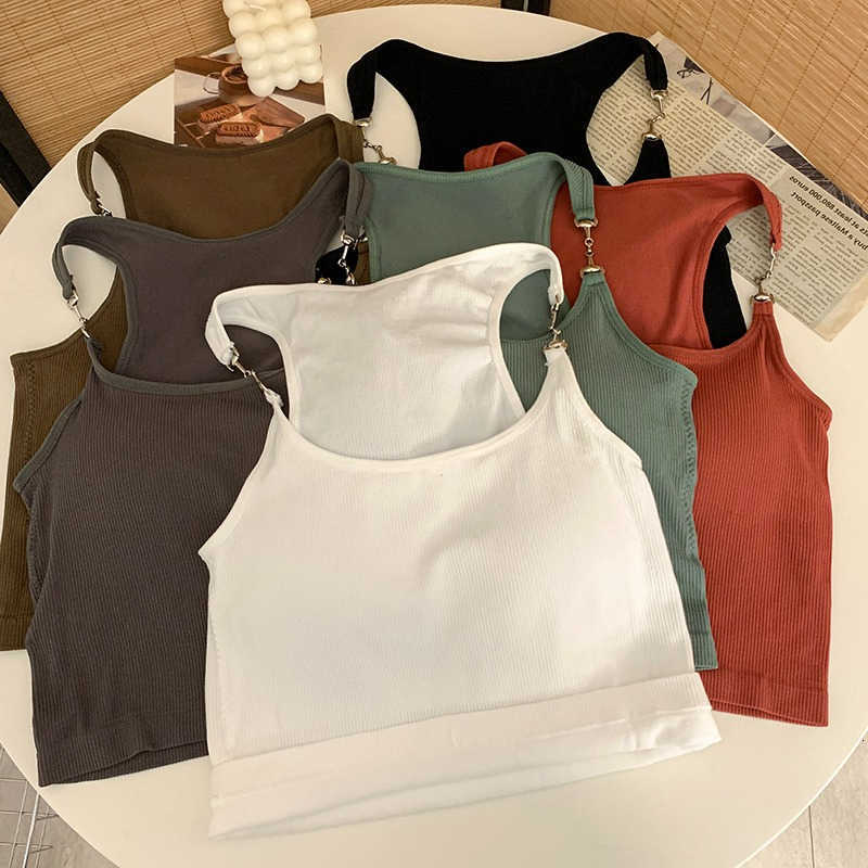Metal AOSSVIAO 2026 Summer Sexy Chain Womens Camisole Ribbed Slim Fit Sexy Crop Top Fashion Solid Color All-Match Tank Top M260623