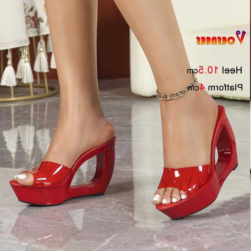 New Red 2026 Women Slide Sandals Sexy 105CM Super High Heels Comfortable Thick Platform Sandals Summer Nightclub Party Shoes T260623