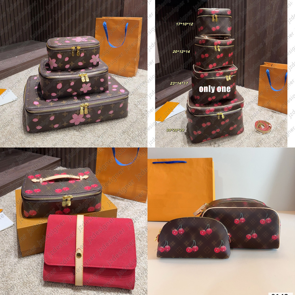 Designer Sakura Vanity Bag Cherry Sac à cosmétiques Sac de maquillage Étui à bijoux Sac de voyage Boîte de rangement Bagages Mode Bandoulière Sac