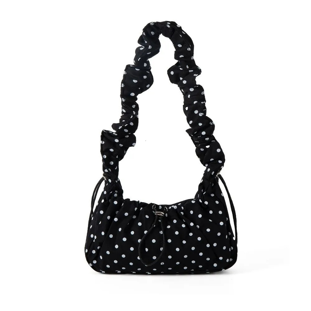 Fashion Polka Dot Underarm Bag Large Capacity Nylon Drawstring Shoulder bag Ultralight Zipper Crossbody Bag 260623
