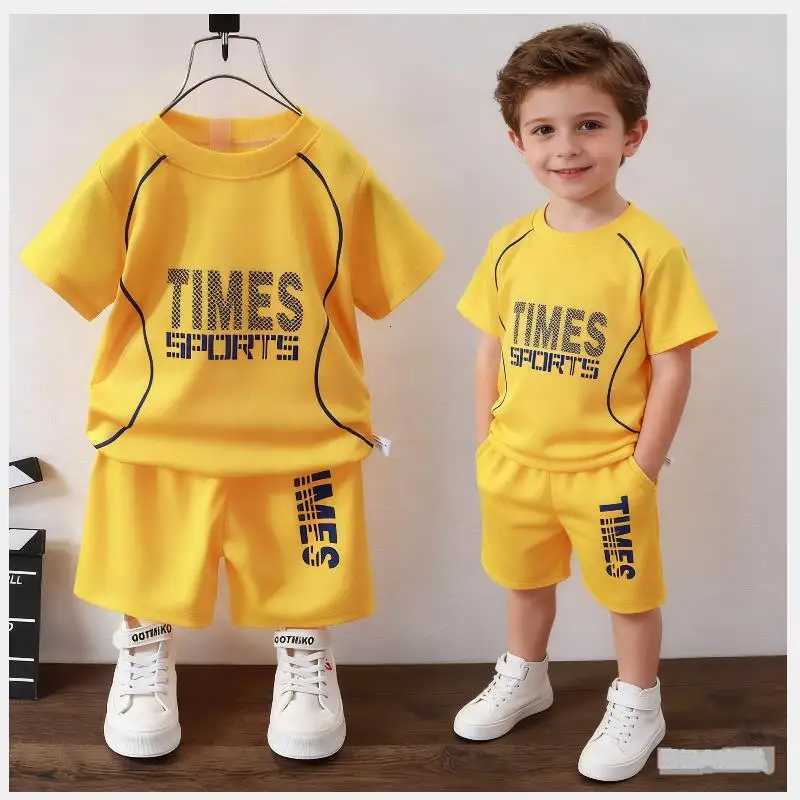 New childrens set boys summer Korean version letter printed quick drying short sleeved shorts sports set X260623