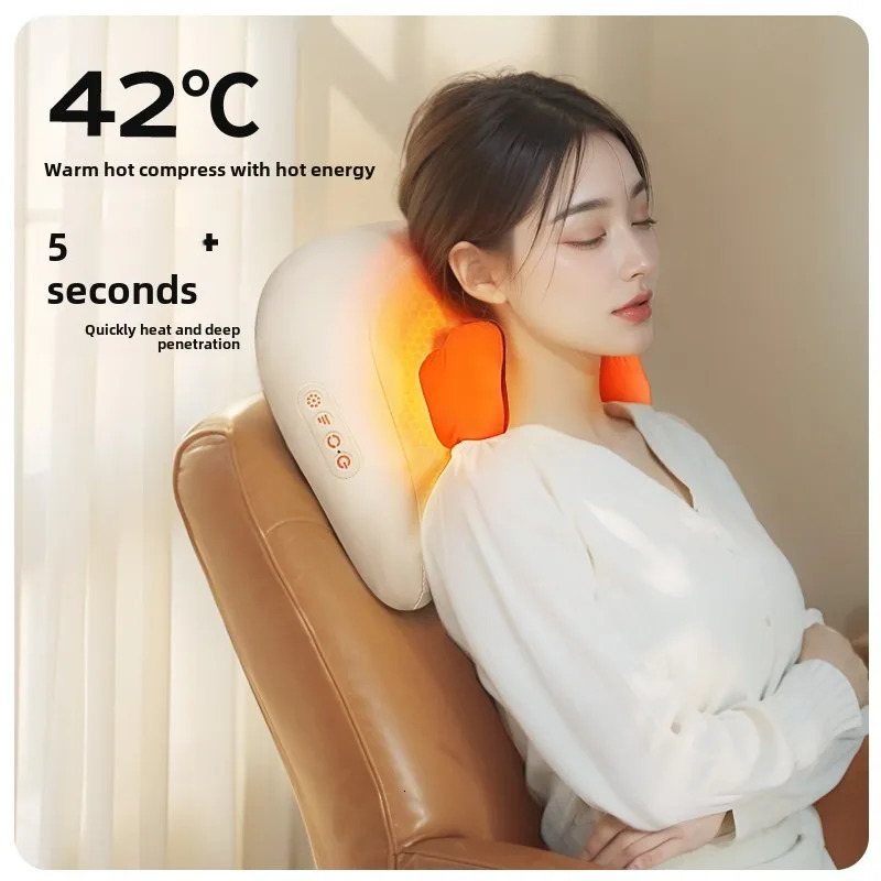 JAIYORL Trapezius Electric Massage Pillow Wireless Car And Home Massager Heating Waist Neck Leg Cervical Shiatsu Kneading 260623