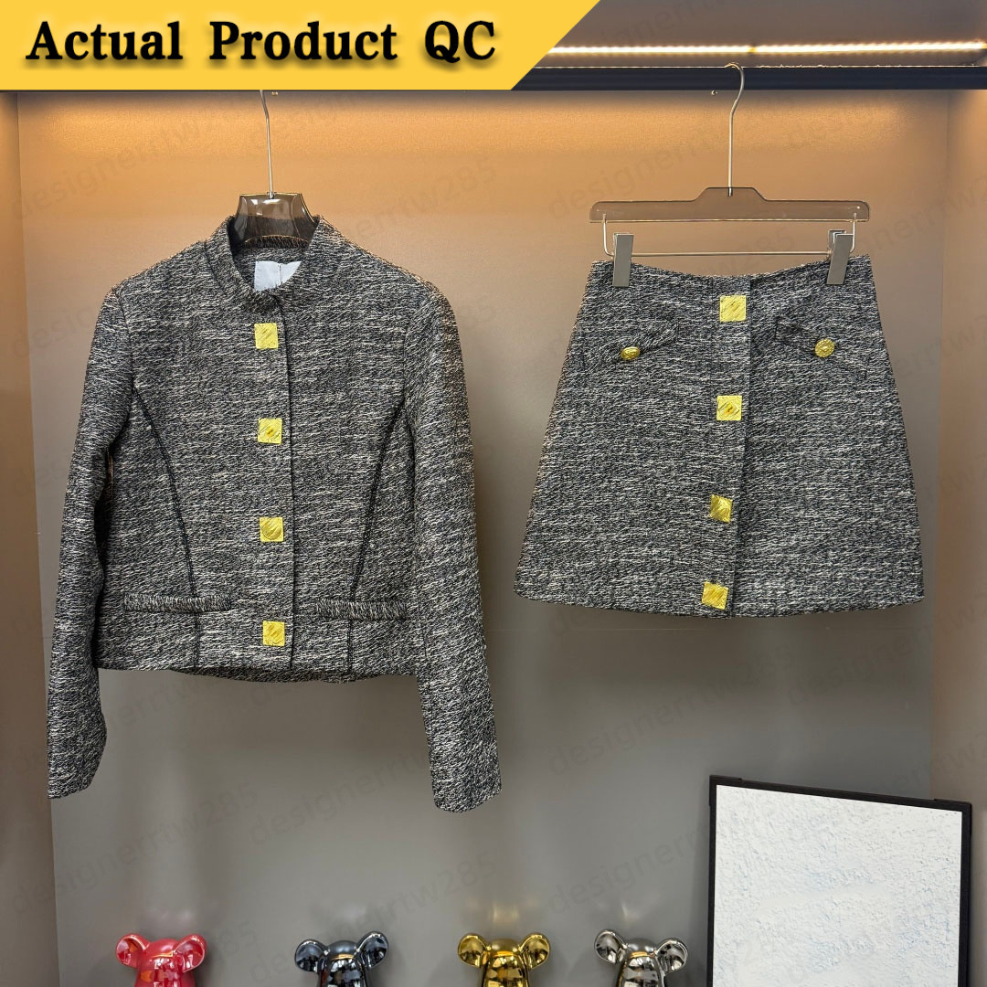 Luxury Designer Clothes Women Heavy Wool Blend Top Lattice Plaid Blazer High Waist Mini Skirt Tracksuits Sweatsuits Matching Suit Sets-image-1111832743