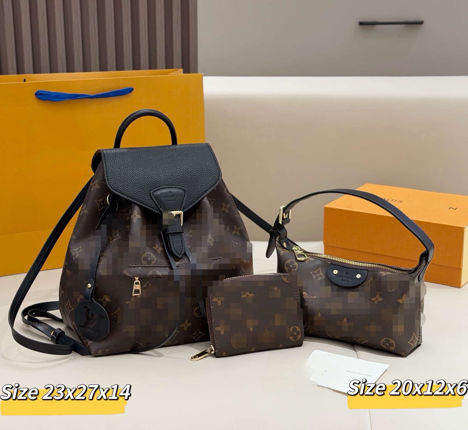Designer Bag 3-4PCS Set Women Luxury Tote Purse Wallet Crossbody Combo Special Offer Monogram Canvas Handbag Bundle 2026, Classic Elegant Combo Deal
