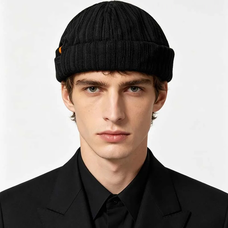 Fashion Skull Cap Rolled Edge Brimless Hat Lightweight Breathable Japanese Style Black Landlord for Men Women Spring Summer 260617