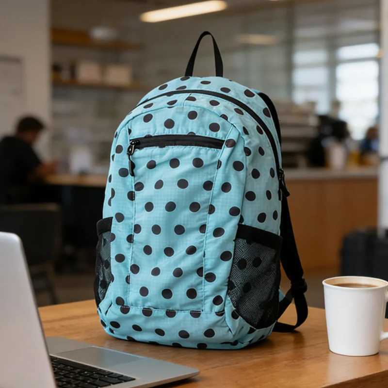Japanese Style Polka Dot Backpack Lightweight Foldable Outdoor Travel Korean Style Cute Schoolbag Fresh Sweet Nylon BackpackT260623