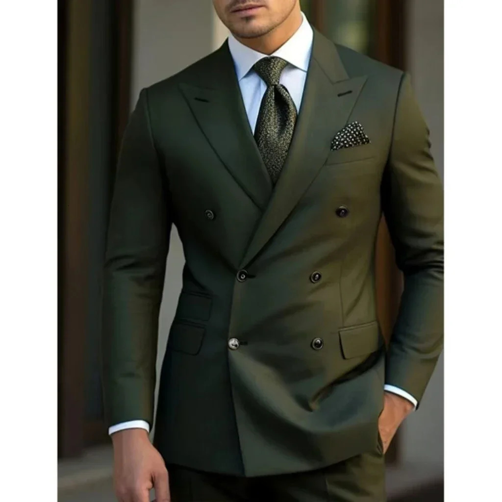 MAN 2 piece outfit set Pointed collar high-qualiTY slim jackets mens suit with lapel for wedding Summer beach 260623