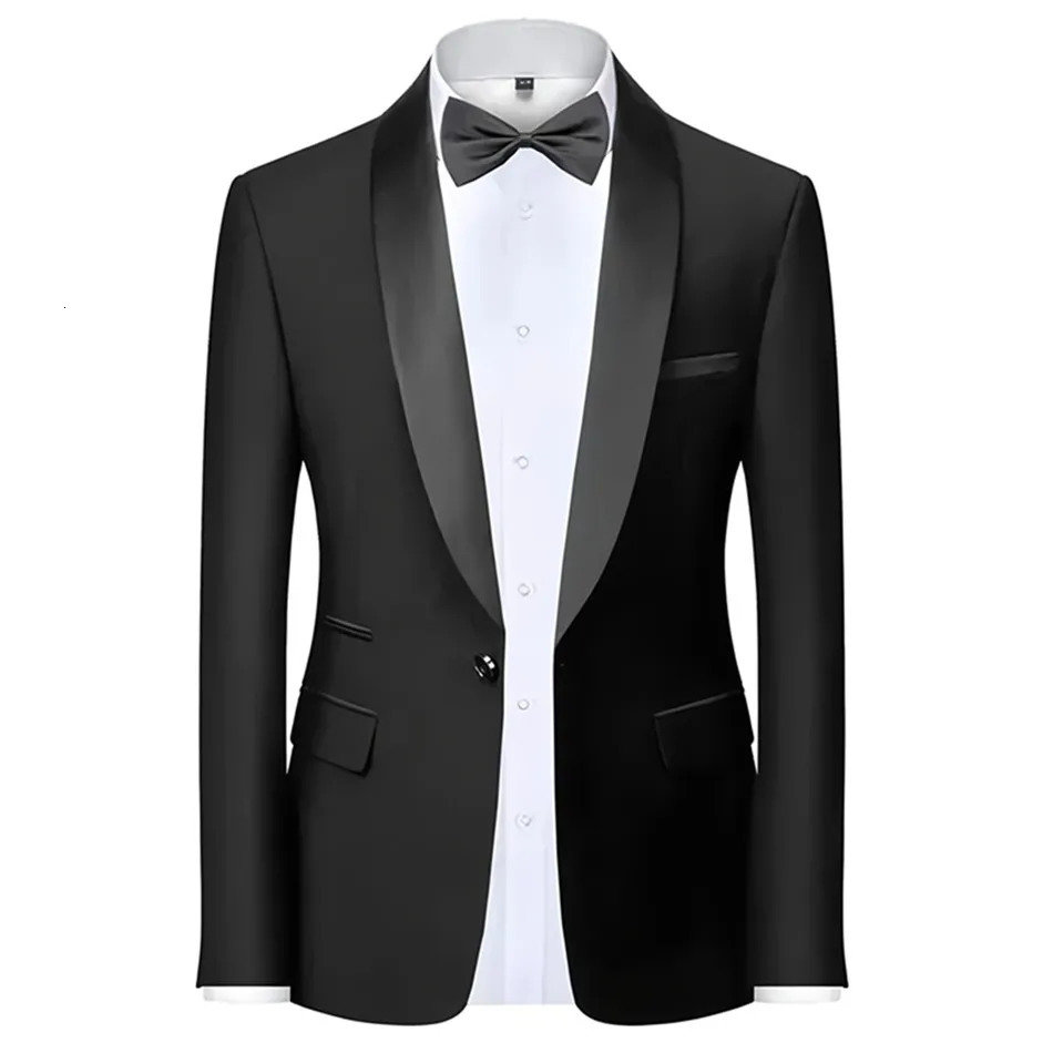 Mens Blazer Slim Fit Suit Jacket 1 Button Velvet Shawl Collar Wedding Formal Suit Jacket 260623