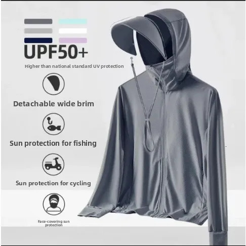 Mens Ice Silk Breathable Cool Feeling Sun Protection Light Thin Quick Dry Summer Outdoor Fishing Clothes Sports Jacket 260623