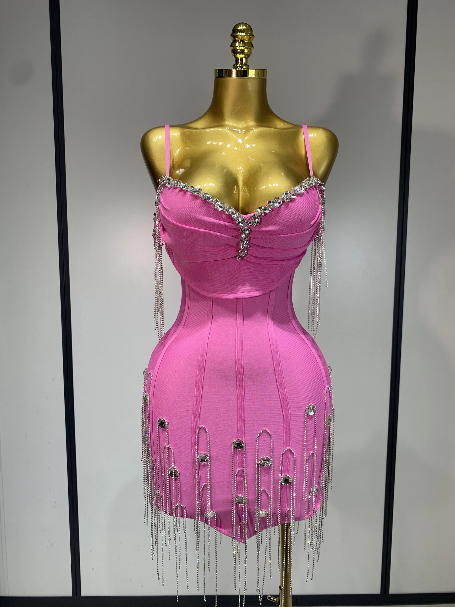 Sexy Backless Spaghetti Strap Bodycon Sleeveless Bandage Dress Elegant Prom Gown Club Evening Party Birthday Dresses 260622
