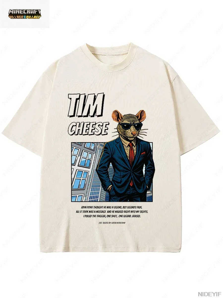 Tim Cheese Meme T Shirt for men Funny Rat Meme Y2k Graphic Tee Tops 100 Cotton Soft Unisex O-neck Summer T-shirt P108 L260623Z9JP