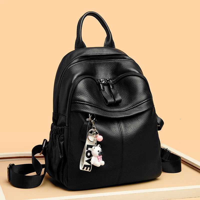 Luxury Women Genuine Leather Backpack Fashion Designer Female Soft Cow Leather School Bag Large Capacity Travel Bags MochilaT260623