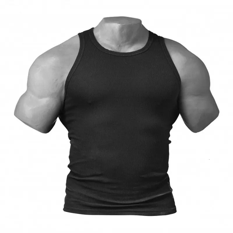 American Fitness Training Vest Mens Tight Elastic Quick Drying Round Neck Sports Solid Color Base Running Sleeveless Shoulder T 260623
