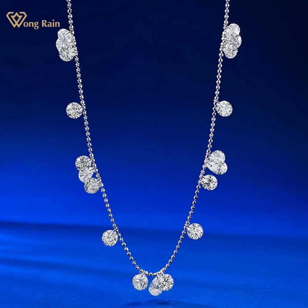 Wong Rain 925 Sterling Silver Round Cut Lab Sapphire Gemstone Sparkling Fine Pendant Necklace For Women Jewelry Wholesale Q260623