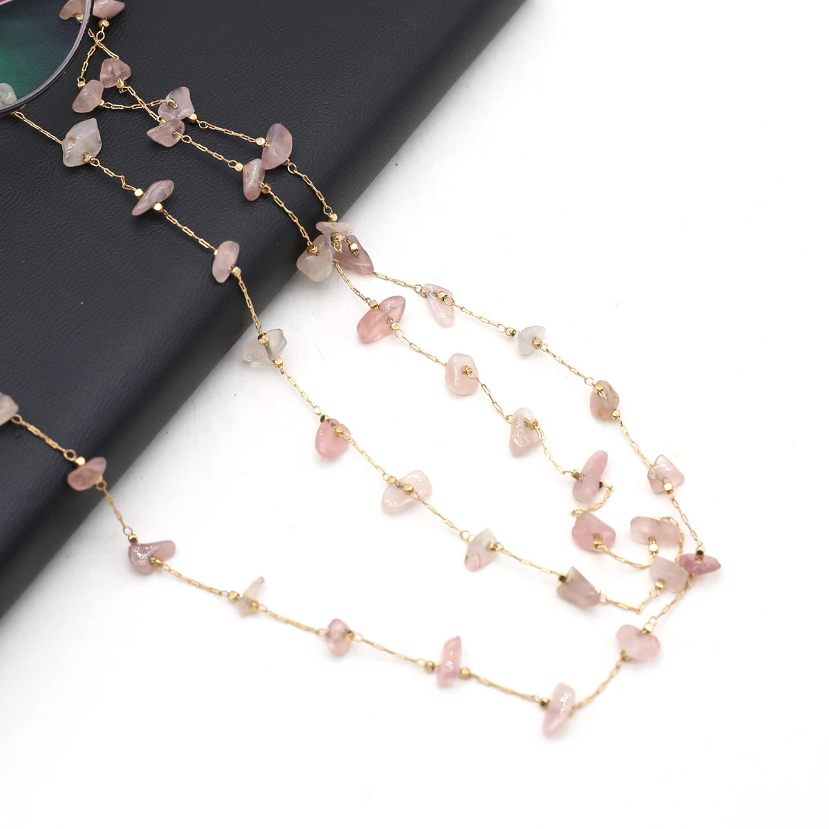 Natural Rose Quartz Beaded Trendy Eyeglasses Chain Party Gift for Women Men Glasses Mask Rope Accessories Length 80cm260618