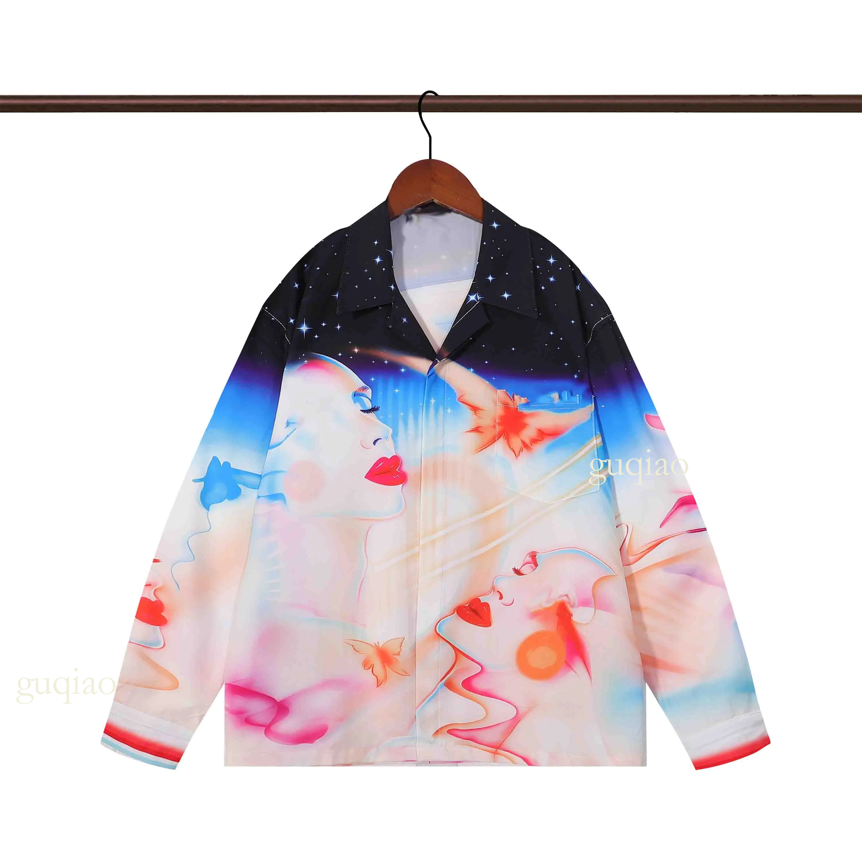 Designer Shirt Mens Button Up Shirts Print Bowling Shirt Hawaii Floral Casual Shirts Men Dress Hawaiian Long Shirt
