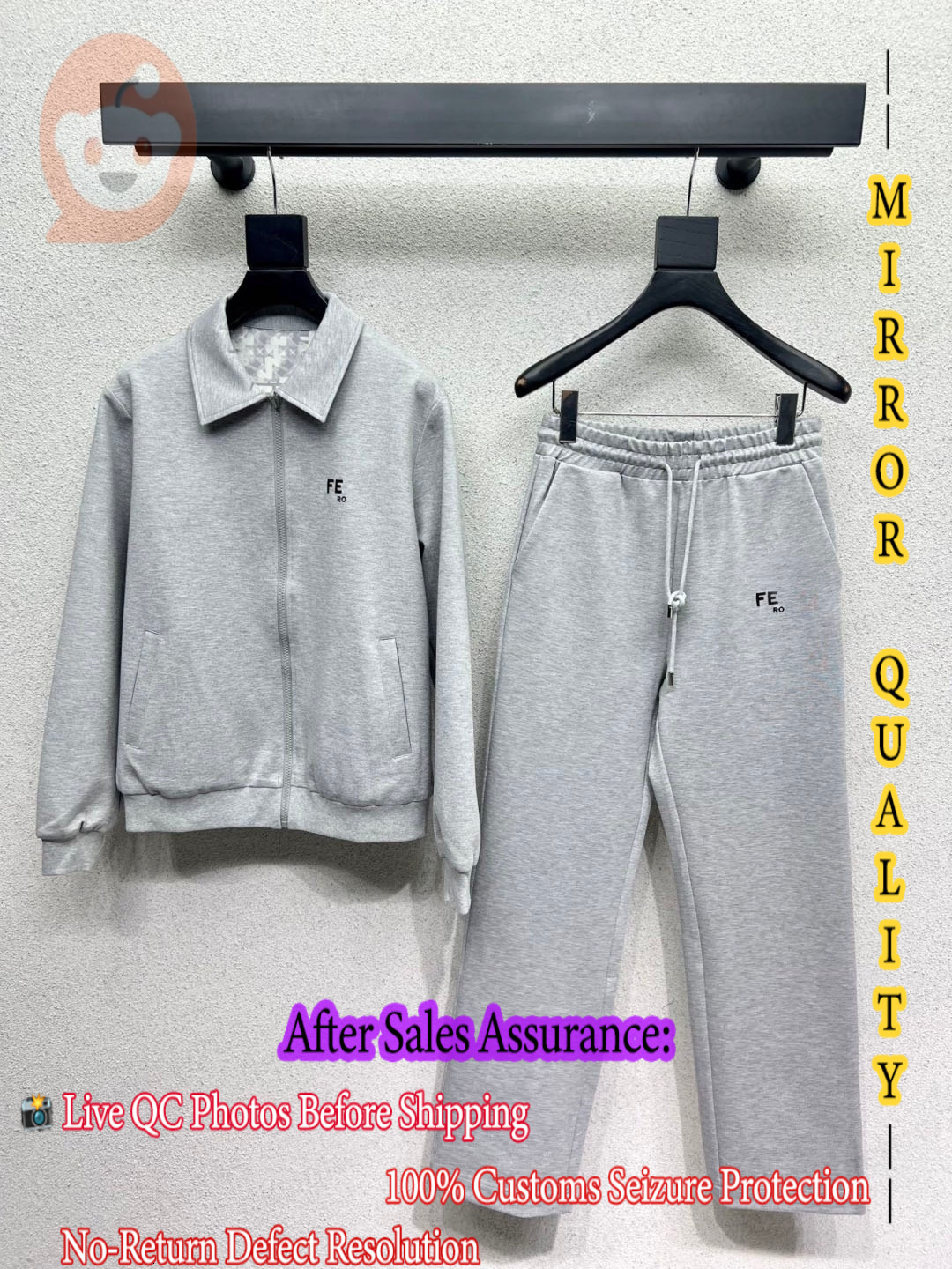 Fennn di Designer Tracksuit Pants Set Grey Two Piece Outfits Women Luxury Brand Zucca Jacket Casual Full Zip Coat Jogger Long Sweatsuit Sets-image-1111999147